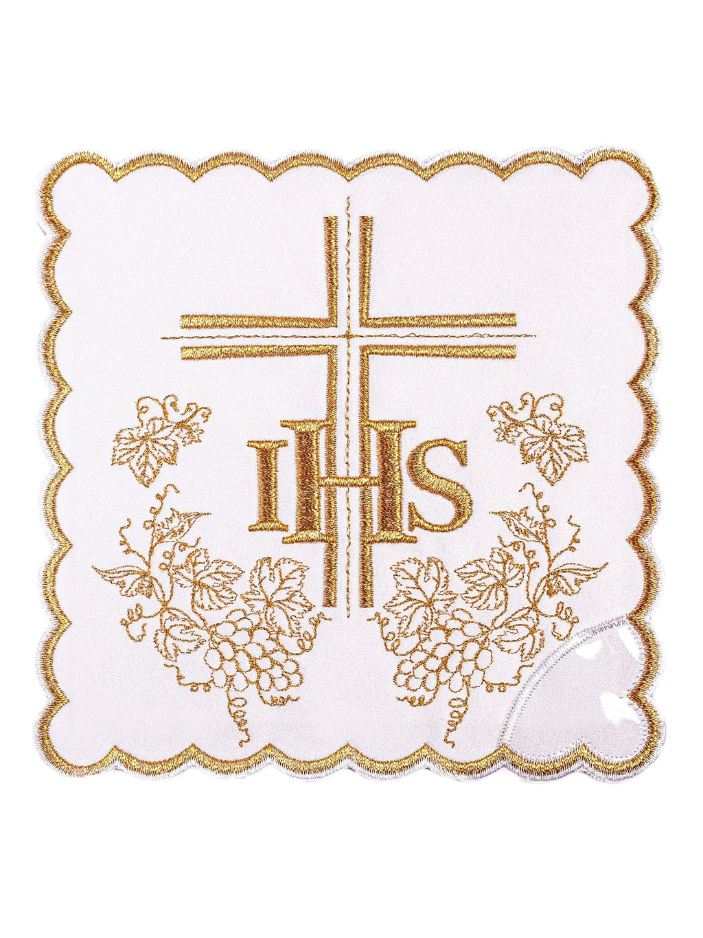 Chalice linens set made from cotton with gold cross and heart embroidery KK/156/04 - HAFTINAUSA.COM