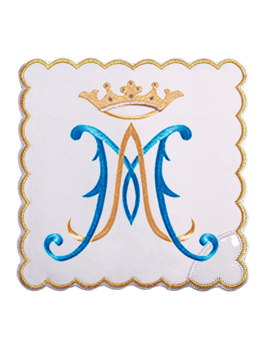 Chalice Linens with blue marian symbol KK/183 - HAFTINAUSA.COM