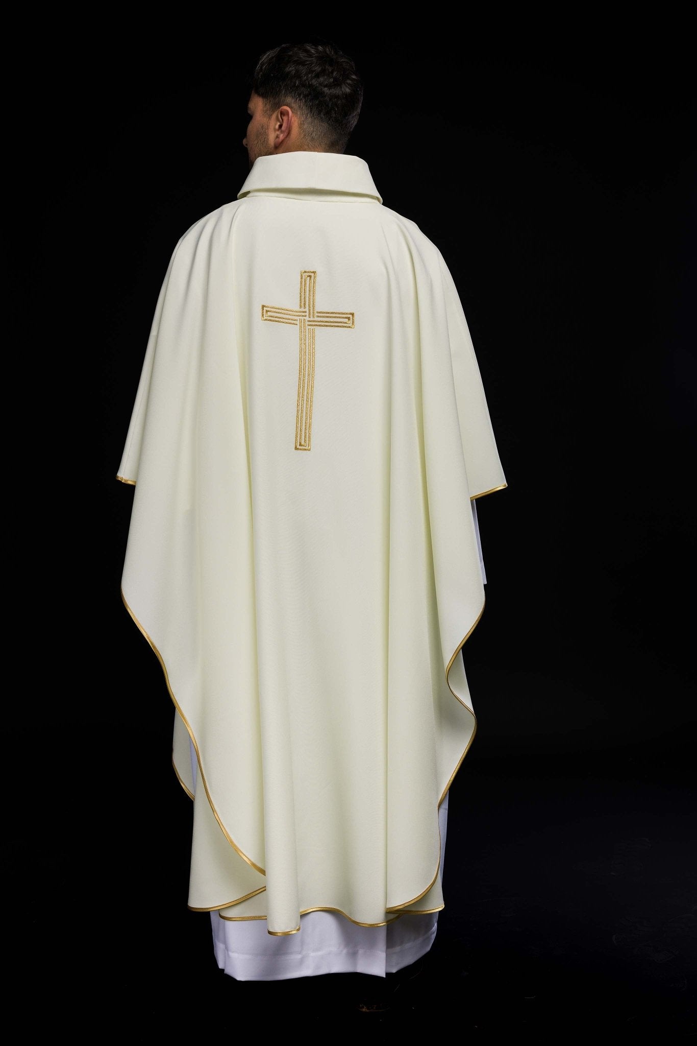 Chasuble embroidered with ecru Cross KOR/018/05/12 ECRU - HAFTINAUSA.COM