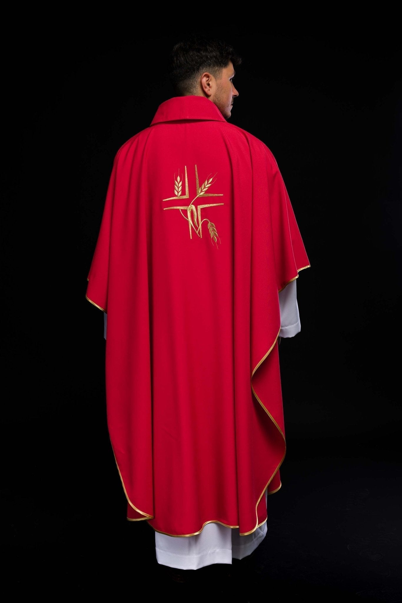 Chasuble embroidered with Red Cross KOR/016/02/12 CZERWONY - HAFTINAUSA.COM