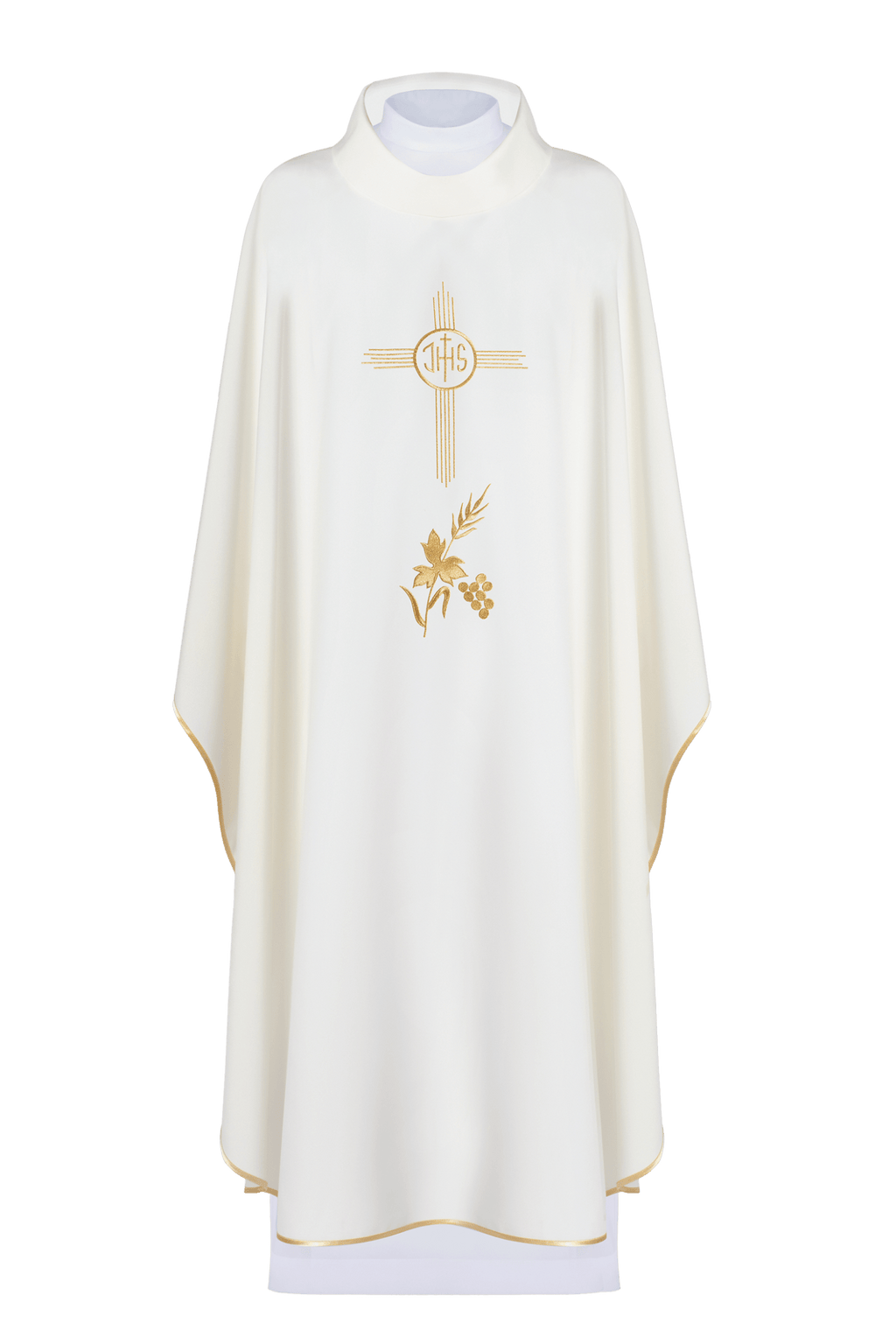 Chasuble with IHS embroidery in ecru KOR/003/05/12 ECRU - HAFTINAUSA.COM