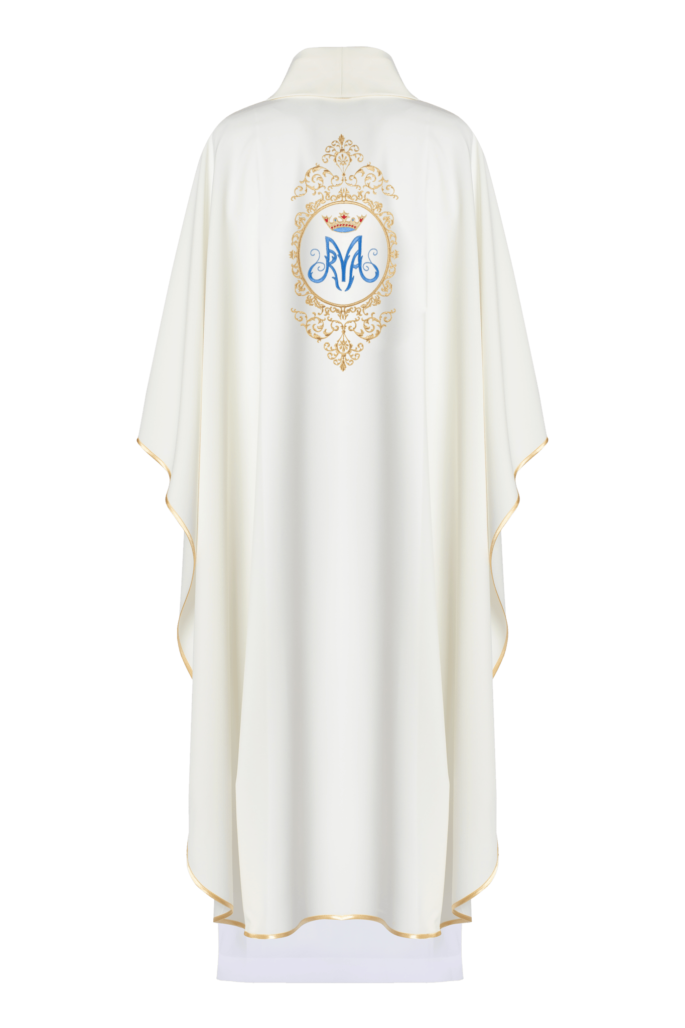 Chasuble with Marian motif framed by gold embroidery KOR/232/05/12 ECRU - HAFTINAUSA.COM