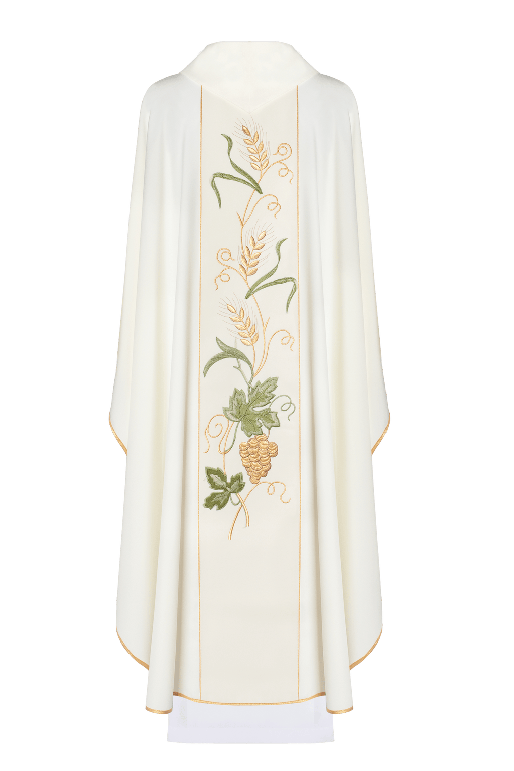 Ecru chasuble with IHS and grapes embroidery KOR/117/05/01 ECRU - HAFTINAUSA.COM
