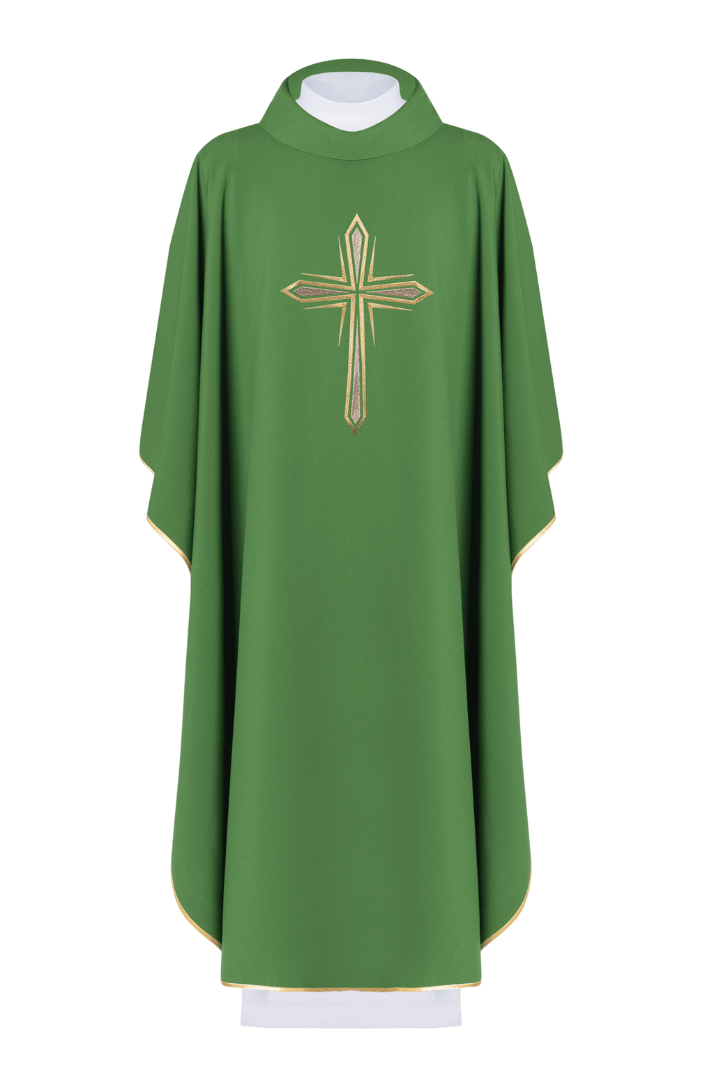 Green chasuble with cross embroidery KOR/037/01/12 ZIELONY - HAFTINAUSA.COM