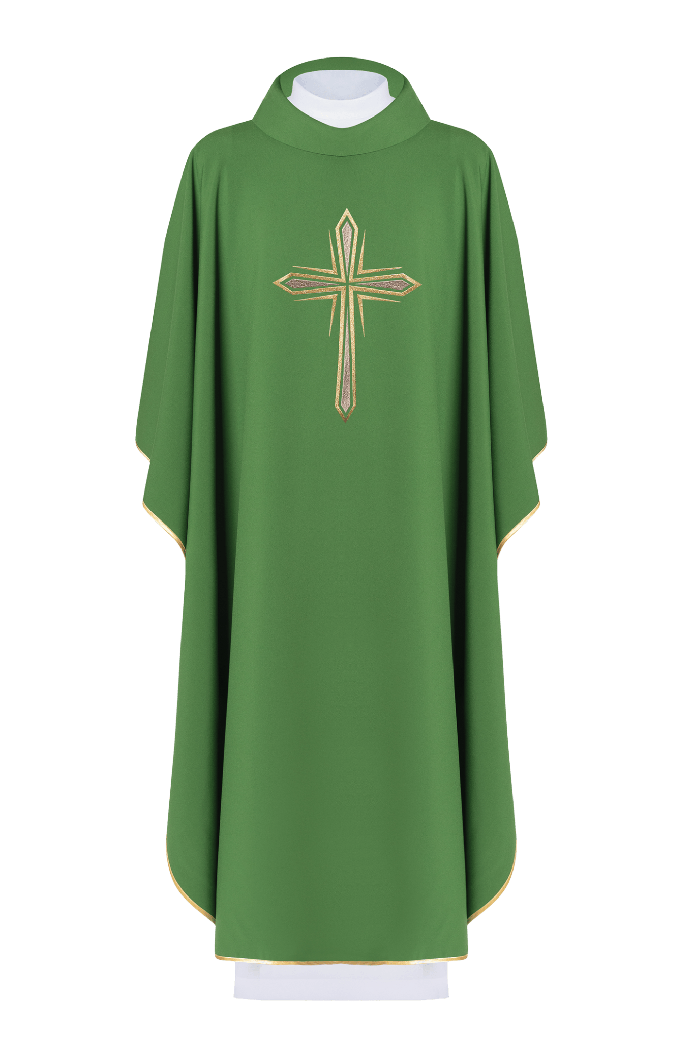 Green chasuble with cross embroidery KOR/037/01/12 ZIELONY - HAFTINAUSA.COM