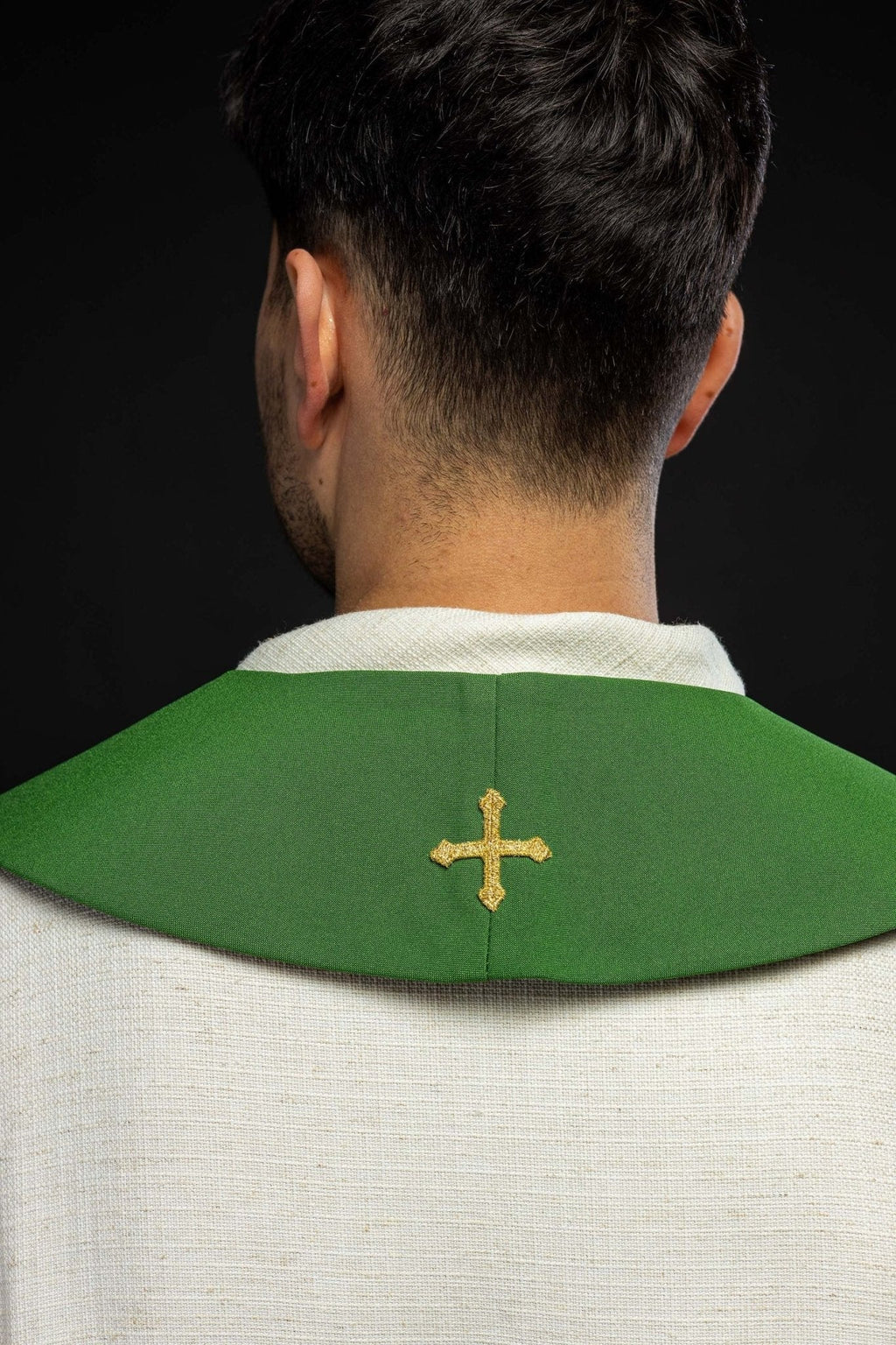 Green Jerusalem Cross embroidered priestly stole KST/046/01/01 ZIELONY - HAFTINAUSA.COM