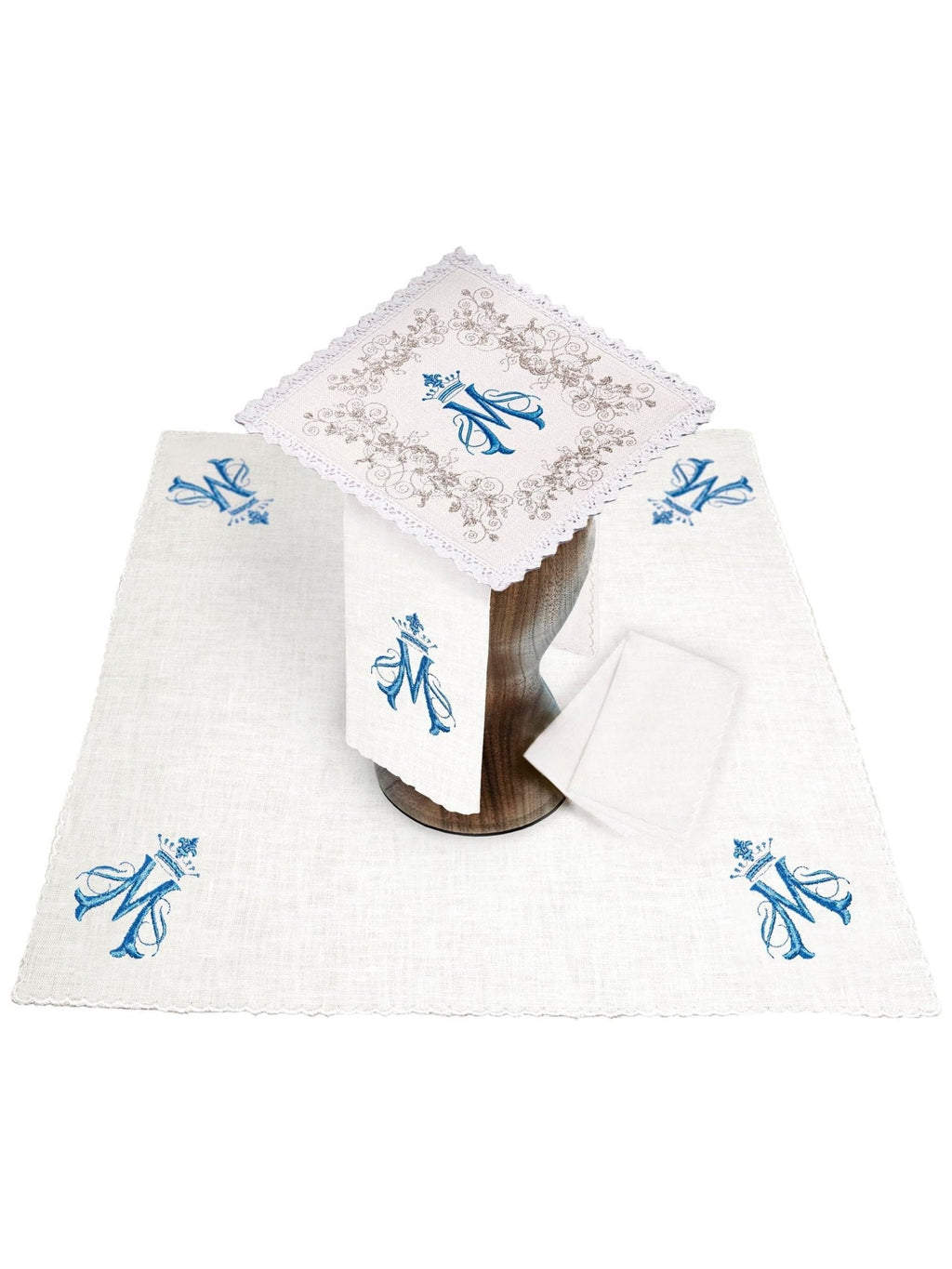 Linen Chalice Linens with Embroidered Mary Motif KKL/161 - HAFTINAUSA.COM