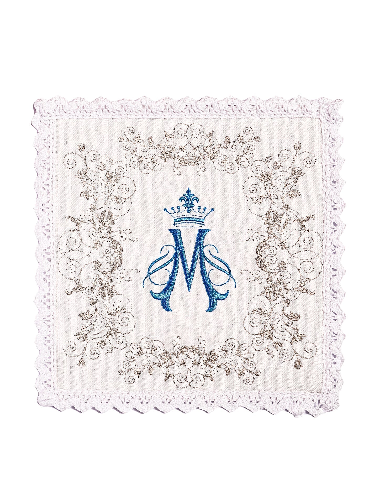 Linen Chalice Linens with Embroidered Mary Motif KKL/161 - HAFTINAUSA.COM
