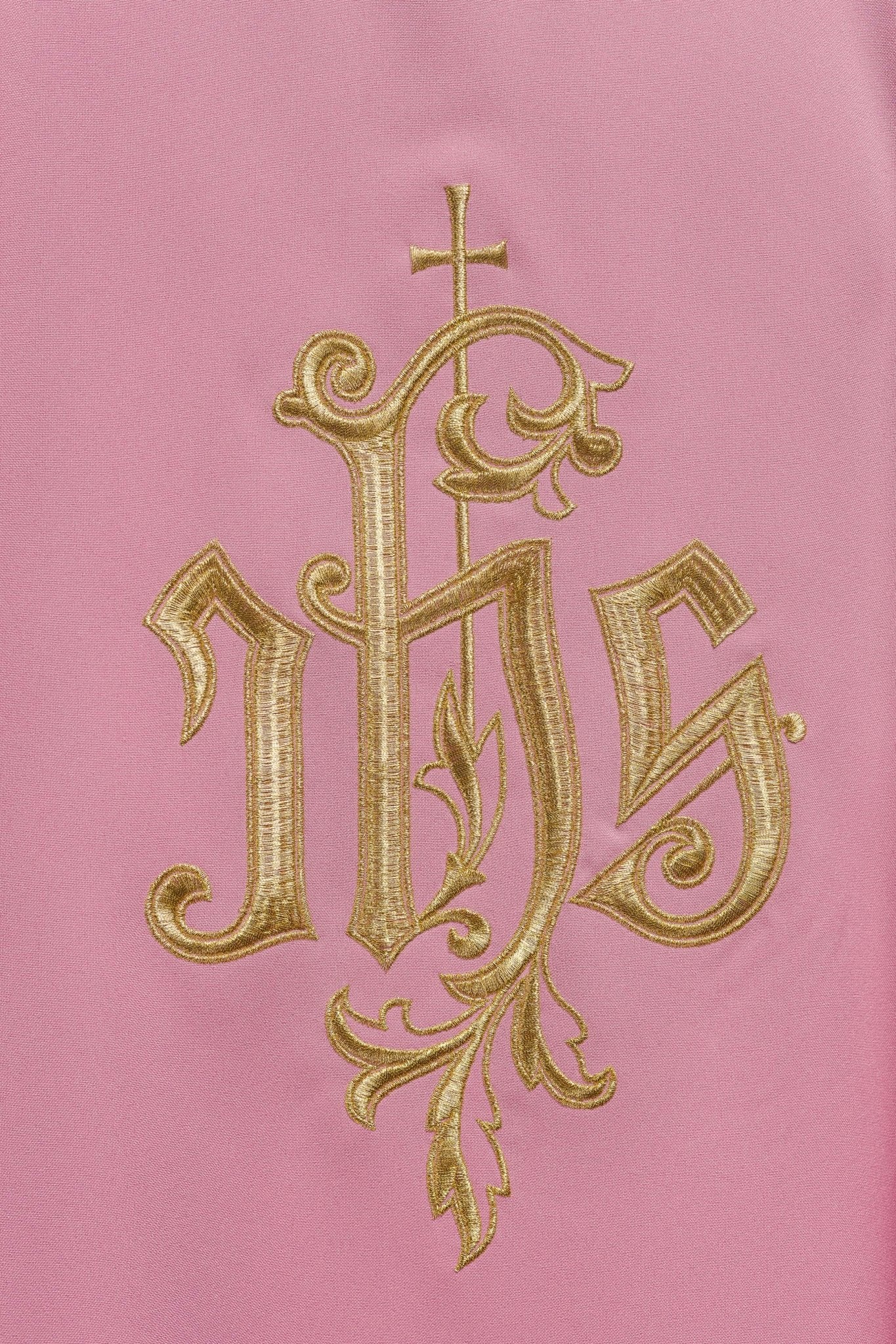 Pink chasuble with classic JHS KOR/032/08/12 RÓŻ - HAFTINAUSA.COM