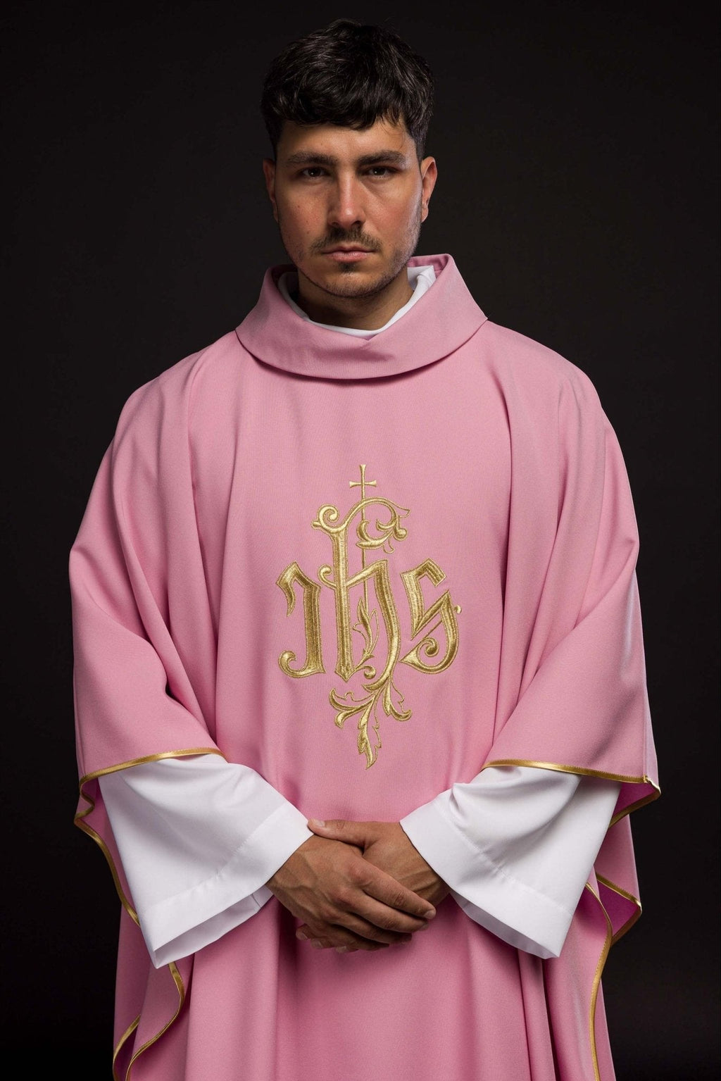 Pink chasuble with classic JHS KOR/032/08/12 RÓŻ - HAFTINAUSA.COM