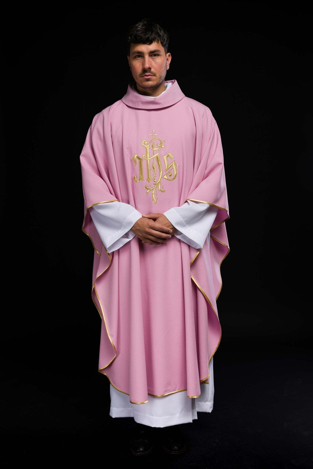 Pink chasuble with classic JHS KOR/032/08/12 RÓŻ - HAFTINAUSA.COM